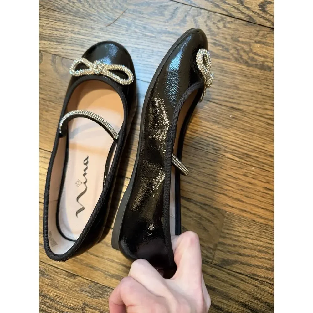 Nina Kendalla Ballet Flat Black Patent Leather Girls Sz 2 $50